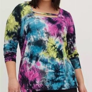 torrid Multicolor Tie-Dye Long Sleeve Blouse